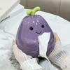 Charming Purple Eggplant Shaped Ceramic Tissue Box Holder with Green Ste,mLeaf Design,Cute Cartoon Kitchen Decor for Living Room or Dining Table