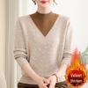 Mom's Velvet Thickened Knit Two-Piece Sweater for Autumn/Winter - Mid-Age Half-High Collar