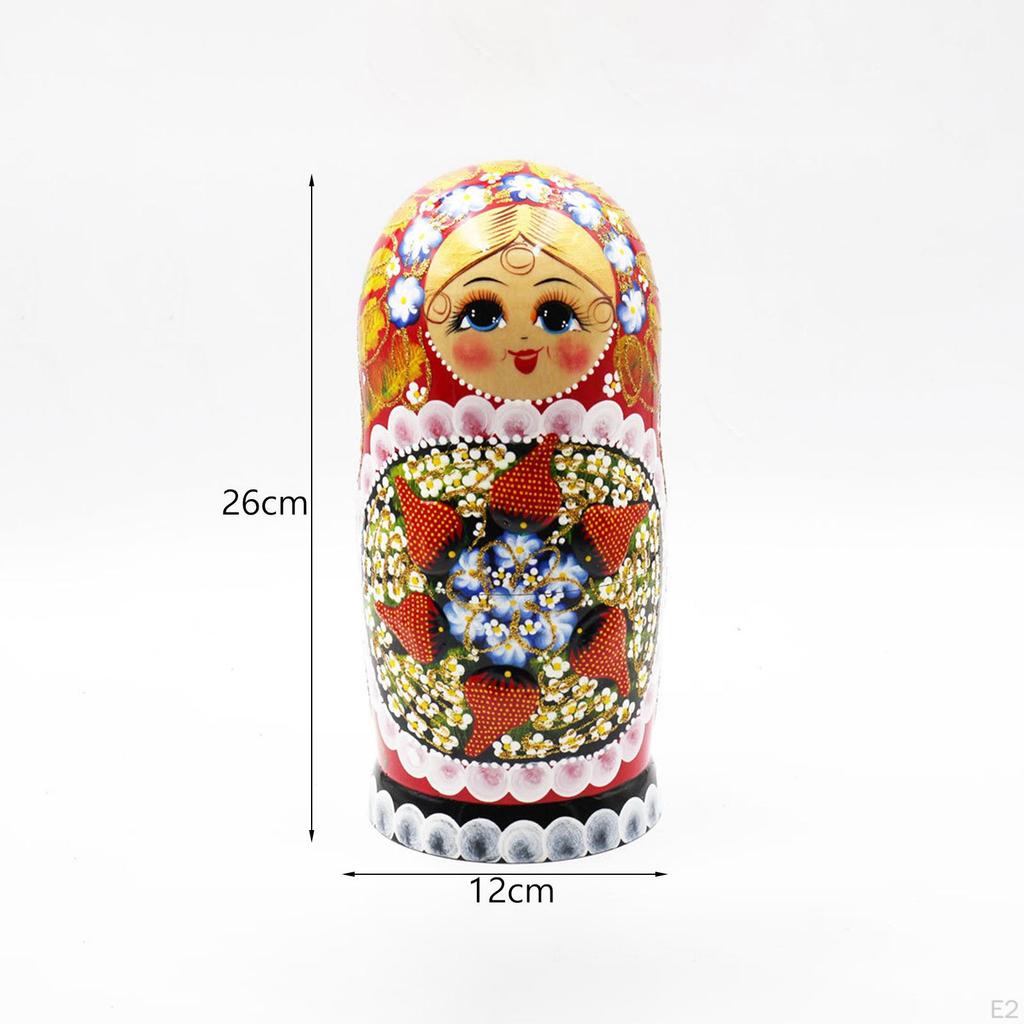 10x Stacking Doll Set Matryoshka Birthday Gifts Children Toys Cute Handpainted Wooden Russian
