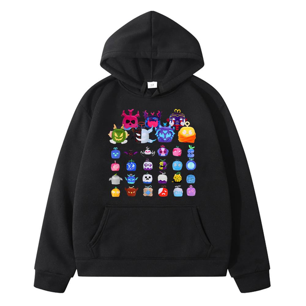 

Новая игра Blox Fruits Kawaii Hoodies флисовая толстовка y2k sudadera boys свитер осенняя аниме толстовка куртка детская одежда для девочек 130 чёрный