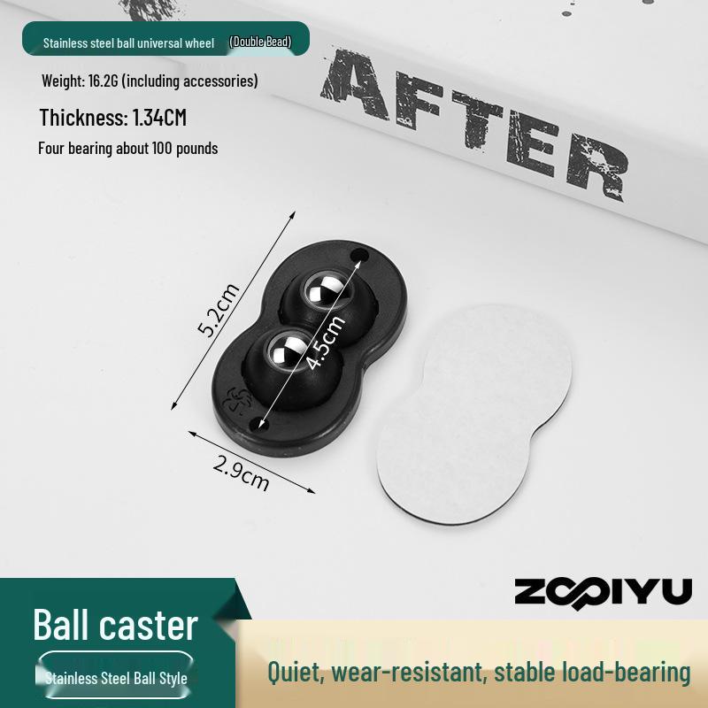 Universal Adhesive Caster Wheels, Silent, Wear-Resistant, Punch-Free Ball Bearings, Thickened Base for Household Use
