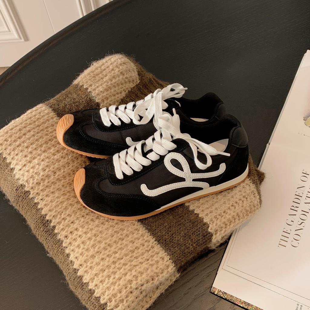 Wang Yibo's same 5cm inner height increase, casual color contrast splicing lace-up, new big head sports Forrest Gump training shoes for women