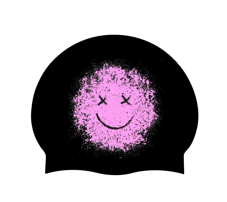 Women's Long Hair Silicone Swim Cap with Racing Pattern for Large Sizes