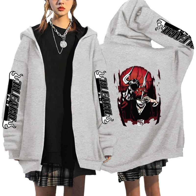 Japonské Anime Bleach Kurosaki Ichigo Potlačená Mikina s Kapucňou Pánska Dámska So Zipsom Ležérna Voľná Mikina Harajuku Unisex Bunda na Zips