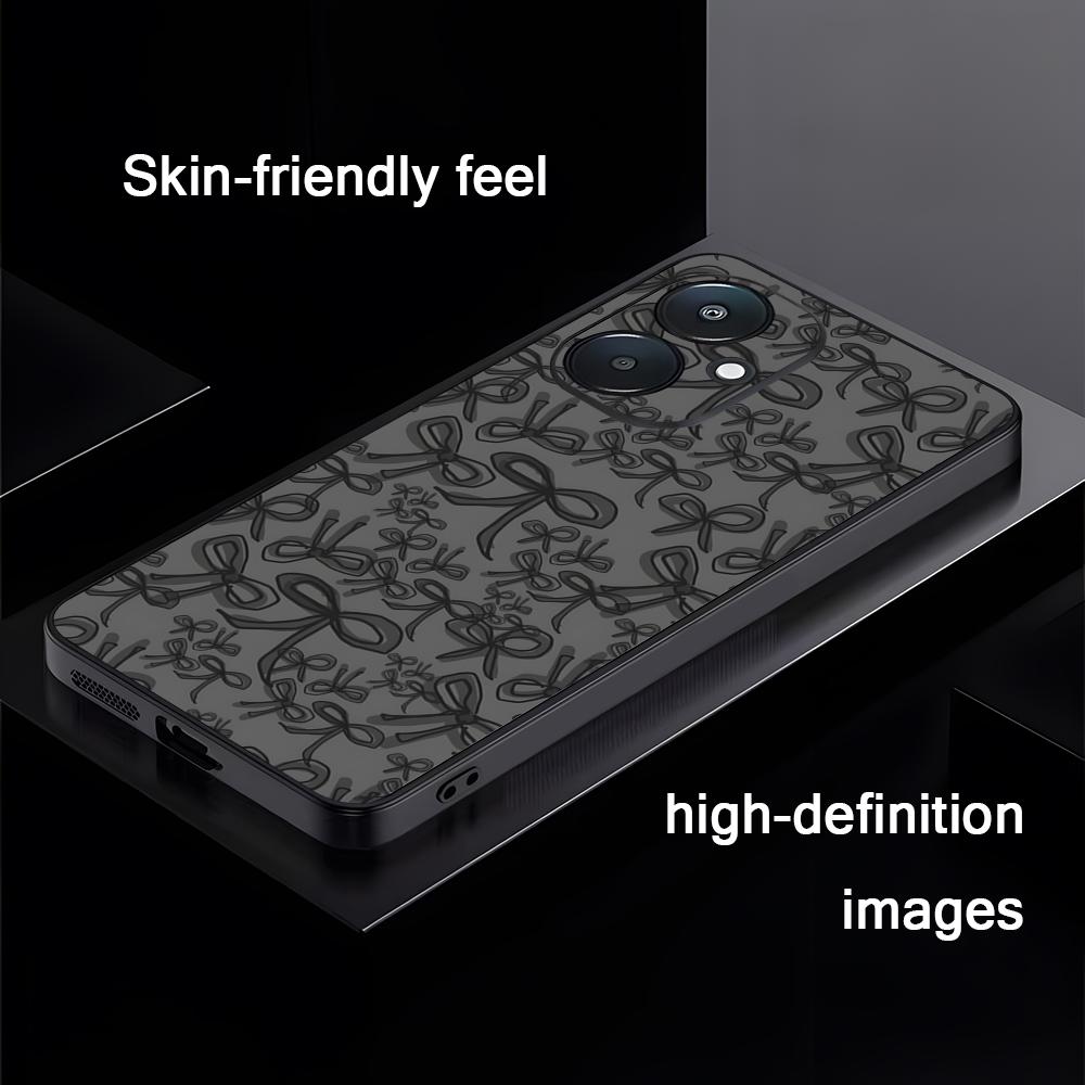 

Fashion Silver Bow Design Phone Case For Xiaomi Redmi 14C 13C 12C Note14 13 12 11 10 Pro Plus S Soft Black Phone Cover Redmi Note 14 5G (Global)