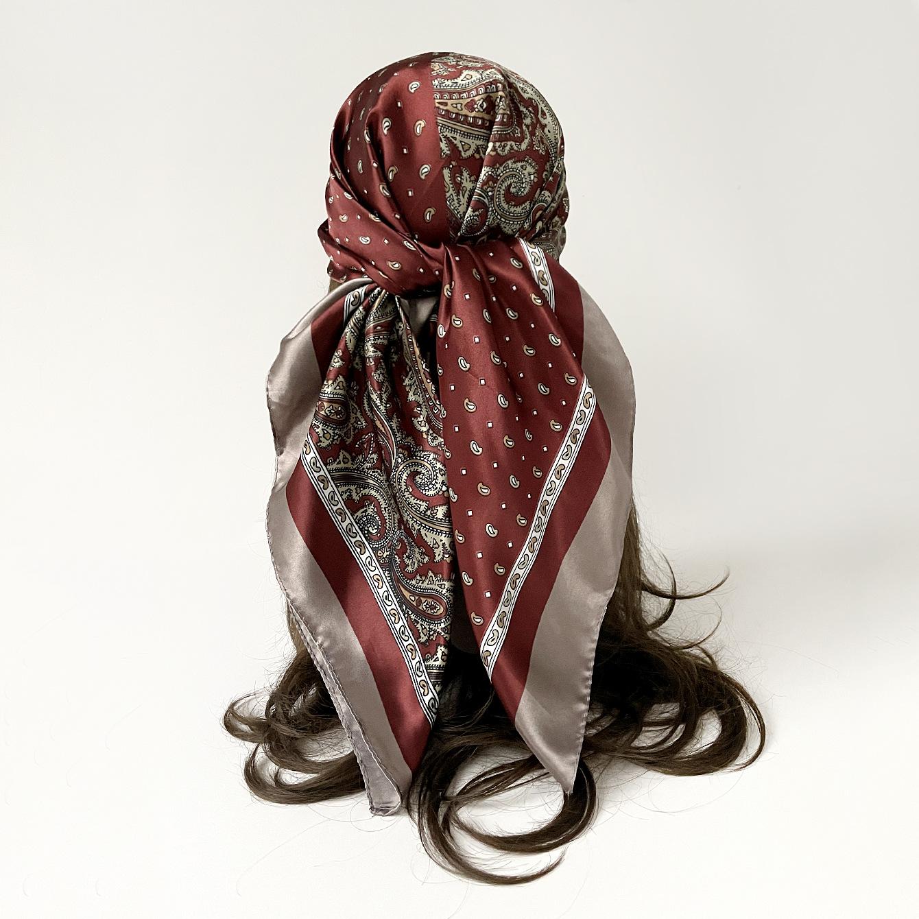 Women s Headscarves, Scarves and Fashionable Cashew Nut Series Silk Scarves 90*90