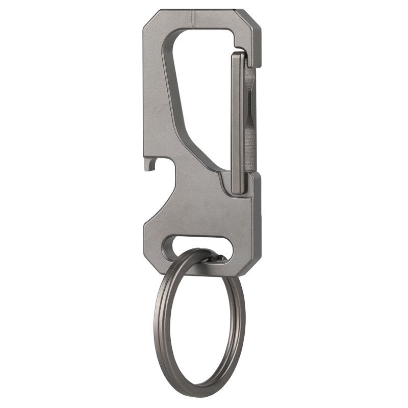 Titanium Alloy Men s Springless Keychain Pendant Keyring Waist Hanger