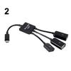 3in1 Micro USB HUB OTG Male to Female Dual USB 2.0 Adapter Cable for Samsung
