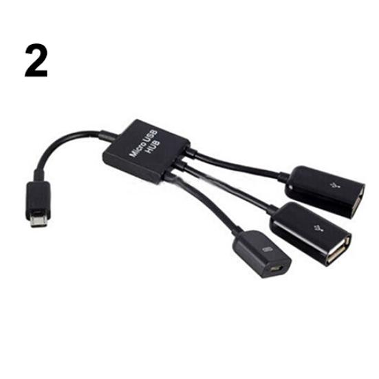 3in1 Micro USB HUB OTG Male to Female Dual USB 2.0 Adapter Cable for Samsung