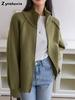 Lazy Style Knit Sweater Coat for Women Autumn Winter New Korean Pure Color Stand Collar Zippered Open-Front Cardigan Top