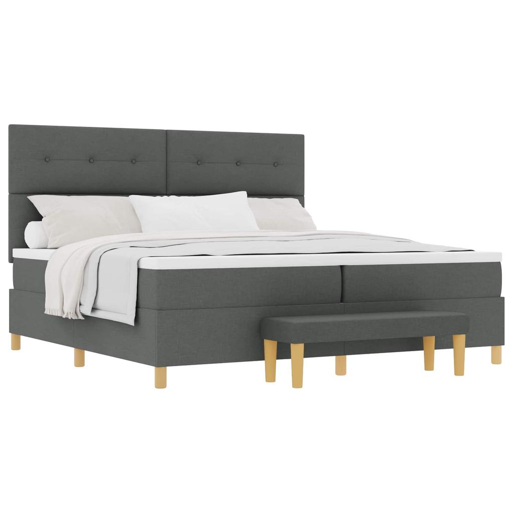 Boxspring Bed with Headboard Dark Gray 200 x 200 cm Fabric