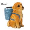 Hand Painted Dog Stationery Holder Golden Puppy Backpack Pen Holder, Cute Animal Storage Ornament, Resin Desktop Organizer, for Office And Study Craft