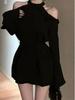 French Elegant Black Dress: 2026 New Style - Slimming, Versatile, Waist-Cinching, Short Skirt