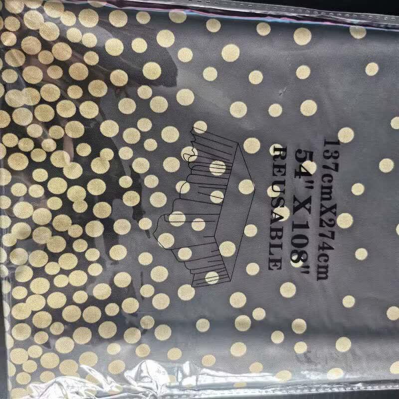 Thickened Black & Gold Polka Dot Disposable Party Tablecloth