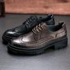 Brock vyřezávané kožené boty, matné kožené pánské britské retro boty, muffin ležérní všestranné trendy pánské boty