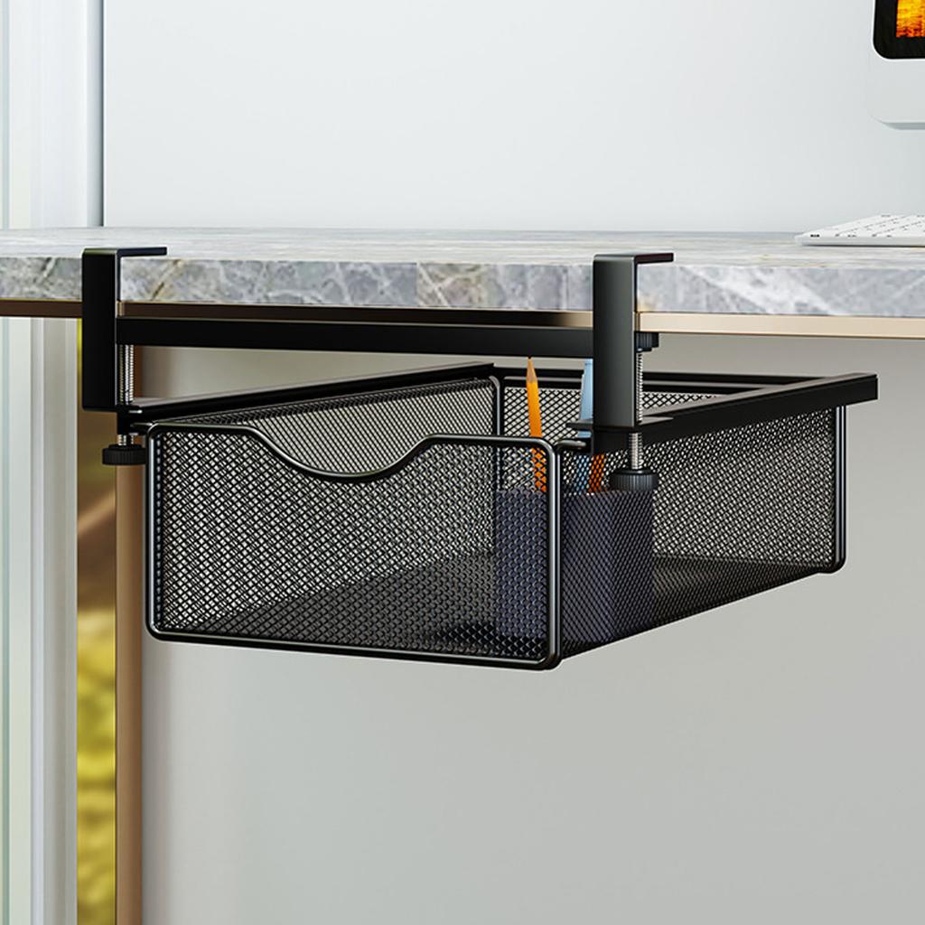 Under Desk Drawer Metal Slide Out Under Table Storage Tray for Classroom