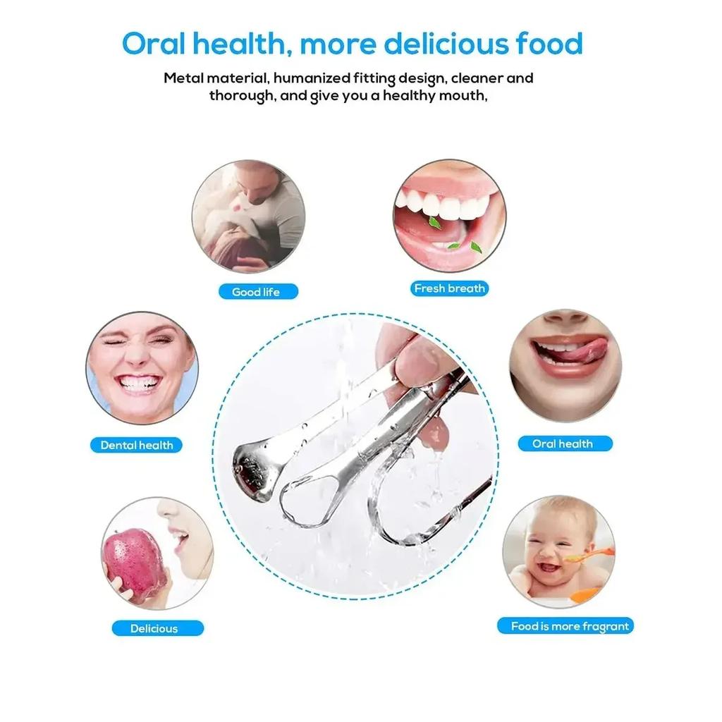 Premium 1Pcs 3Pcs Stainless Steel Tongue Scraper Cleaner For Adults Kids Portable Metal Tongue Cleaner Brush