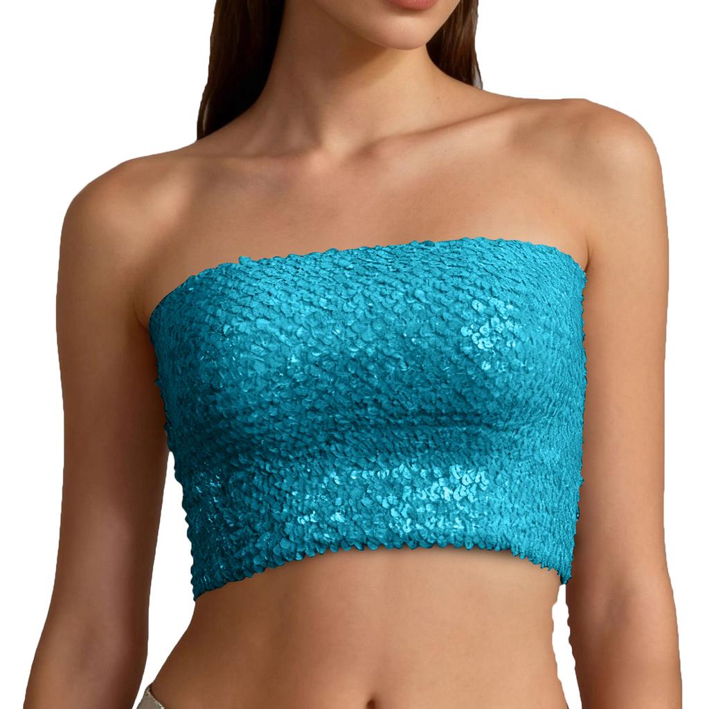 Women's Fashionable And Sexy Sequined Strapless Top