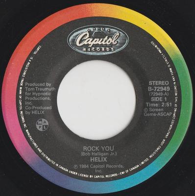 7inch Record HELIX - Rock You B72949 Capitol Records 1984 Canada Rock Used