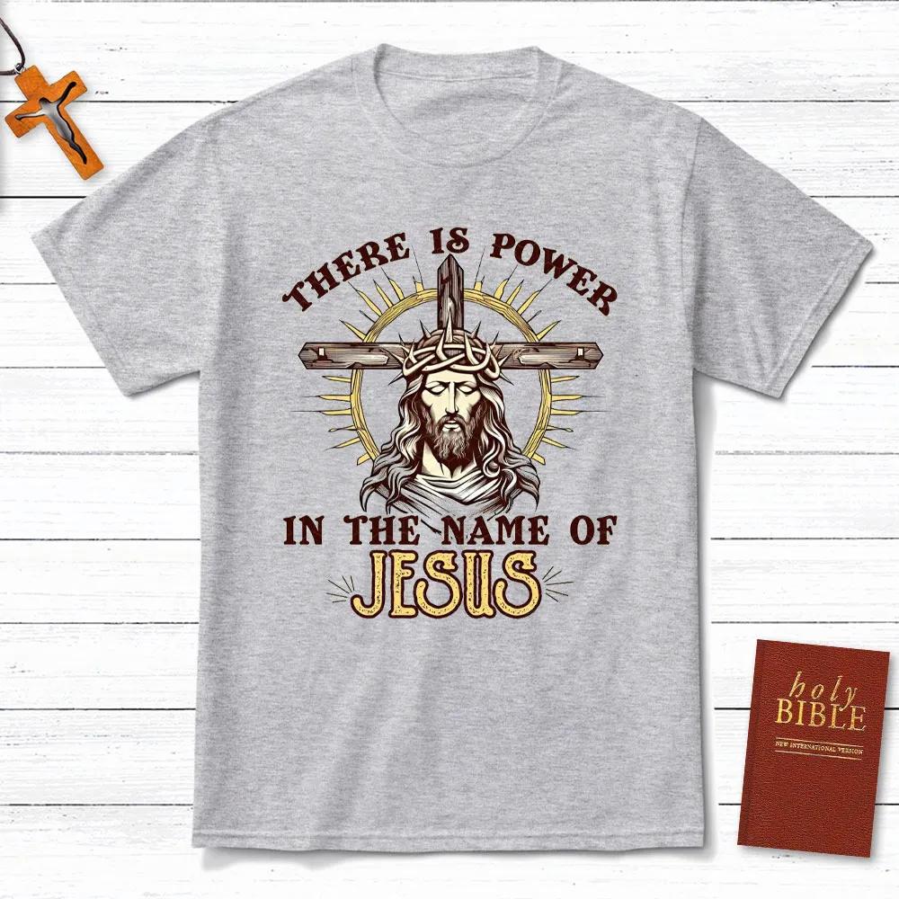There Is Power In The Name of Jesus TShirt Mens and Womens Short Sleeve Cotton Tees Men Clothing Summer Blouse Oversize Tops