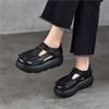 Johnature Retro Genuine Leather Roman Sandals Comfortable And Versatile Round Toe Thick Soled Women's Shoes