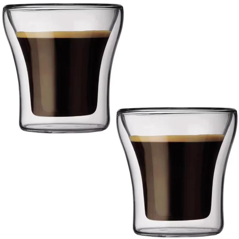 

100 мл/200 мл/250 мл Высокое боросиликатное стекло рюмка кофейная чашка толстые двойные стенки бокалы для вина прозрачная термостойкая чашка для молока и чая as show