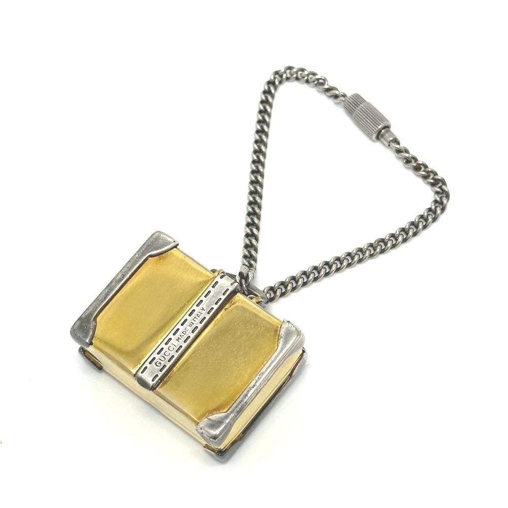 GUCCI Old Gucci Trunk Key Holder Bag Charm Metal Gold x Silver