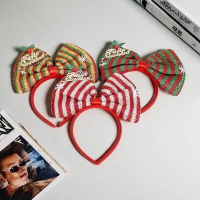 Cross-Border Christmas Reindeer Snowflake Bow Headband with Bell Decoration