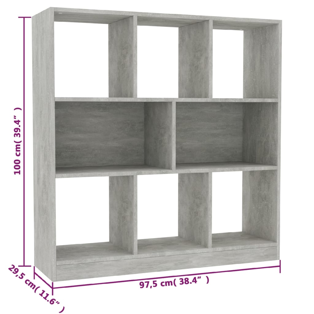 Bookshelf Concrete Grey 97.5 x 29.5 x 100 cm Engineered Wood
