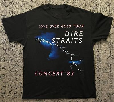 Rara Maglietta Nera in Cotone Dire Straits Concerto 83 Taglie S-5XL Regalo per i Fan