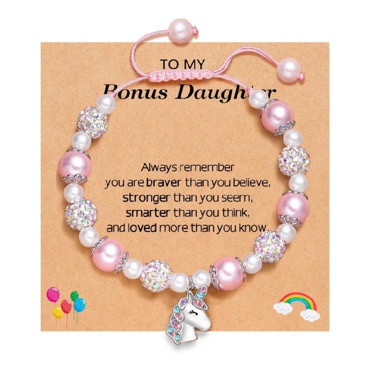 Игривый Радужный Браслет с Бусинами Шикарный Браслет для Девочек с Единорогами Сверкающий Браслет-Резинка Украшения Подарок на День Рождения