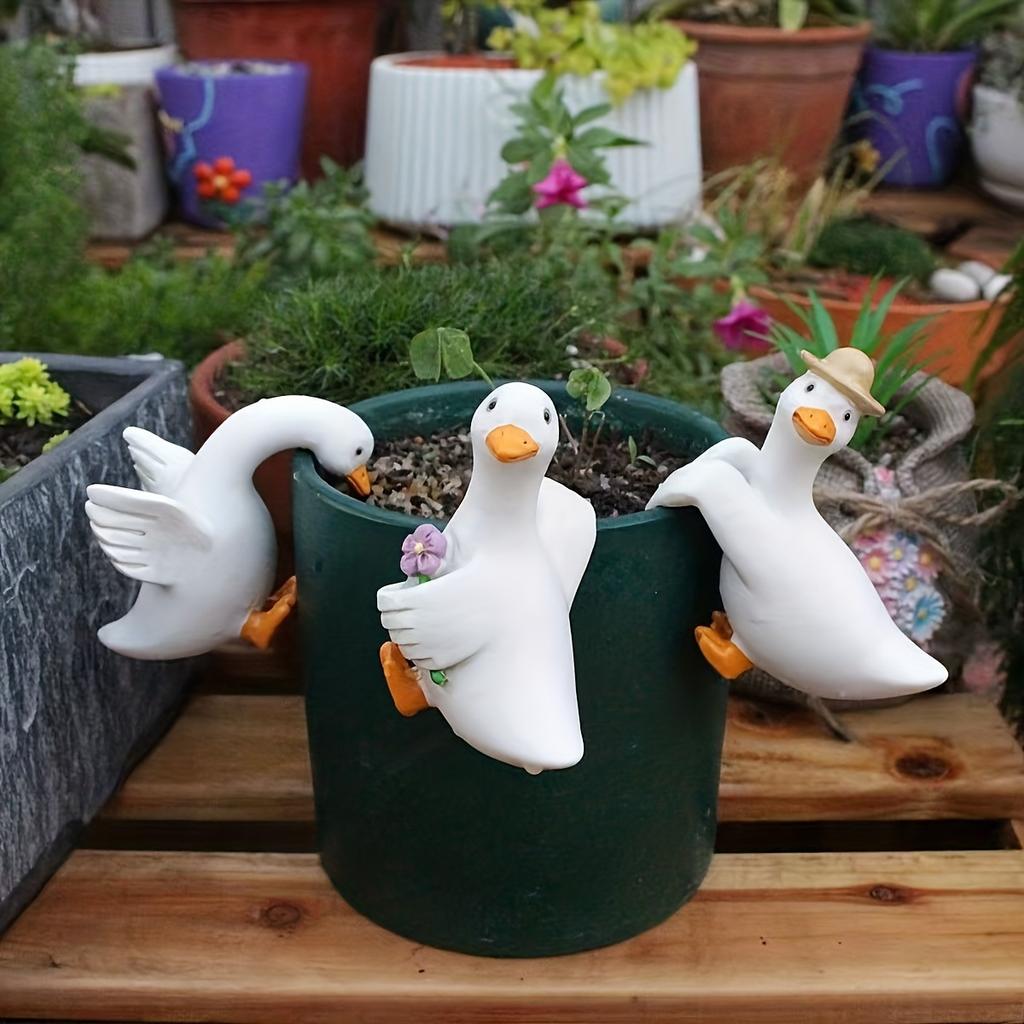 3 Entenanhänger, Garten-Bonsai-Dekoration Tieranhänger, Harz-Handarbeiten