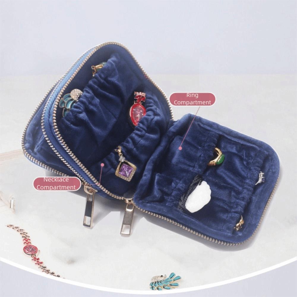 Sac de Rangement pour Bijoux Double Couche Boucles d'Oreilles Velours Porte-Bijoux Pochette Sac d'Emballage pour Bijoux Vacances
