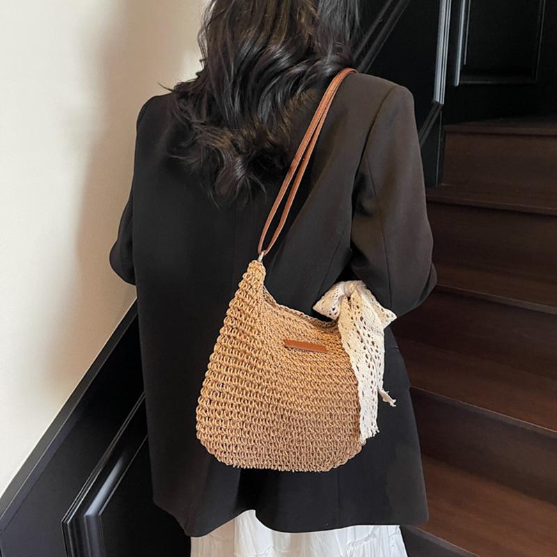 Casual Large Capacity Straw Shopping Shoulder Bag Hollow Out Woven Women Crossbody Bags Summer Beach Travel Lady Wicker Knitted Handbag