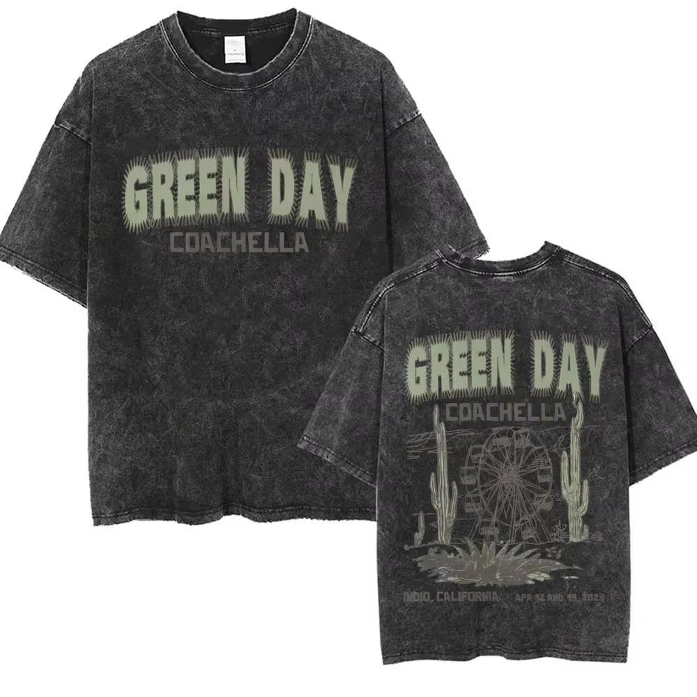 New Arrival Mens Clothes Tee Shirt Homme Graphic TShirts Men Tshirt for Men Ropa Hombre Washed Vintage Punk Band Green Day