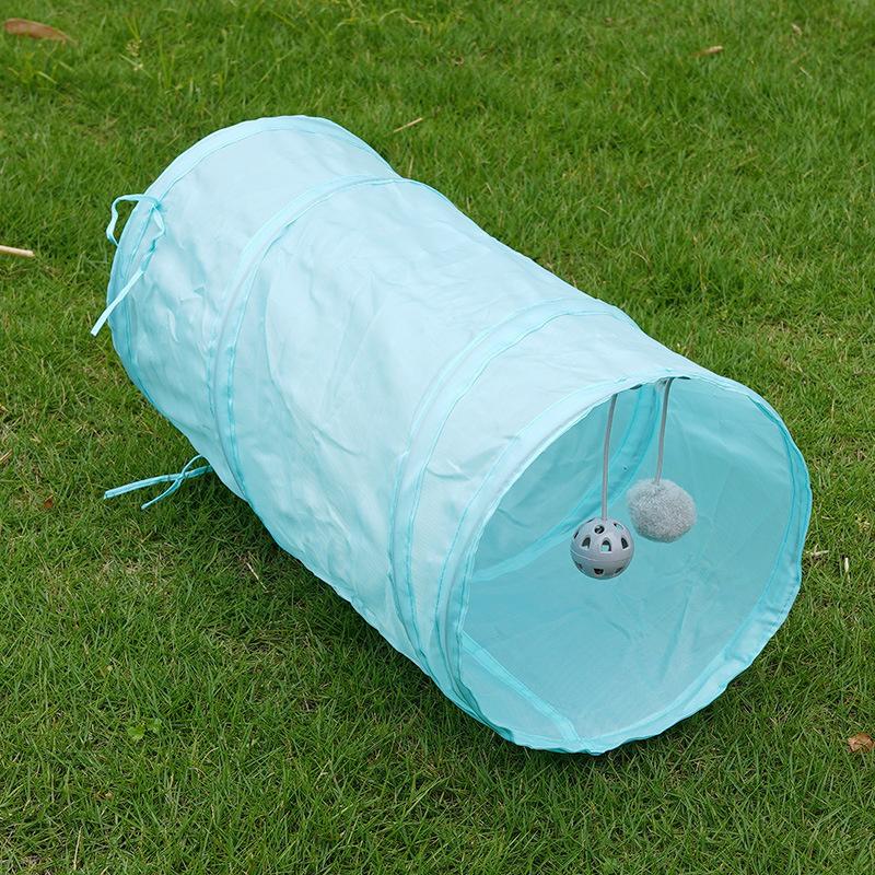 Interactive Cat Tunnel Toy Chew Resistant Kitten Play Tube With Teaser Wand For Indoor Cats Kittens Home Play Gift Christmas
