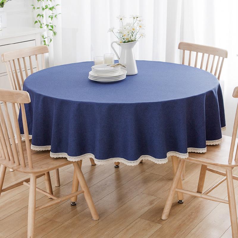 Round Waterproof & Oil-Proof Tablecloth - Solid Color, Premium Quality, Wash-Free Dining Table Cover