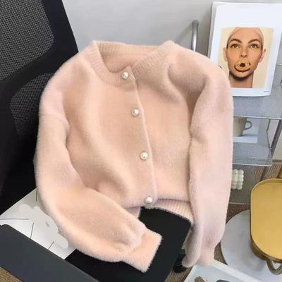 O-Ausschnitt Strickpullover mit Knopfleiste Lässig Locker Weich Damen
