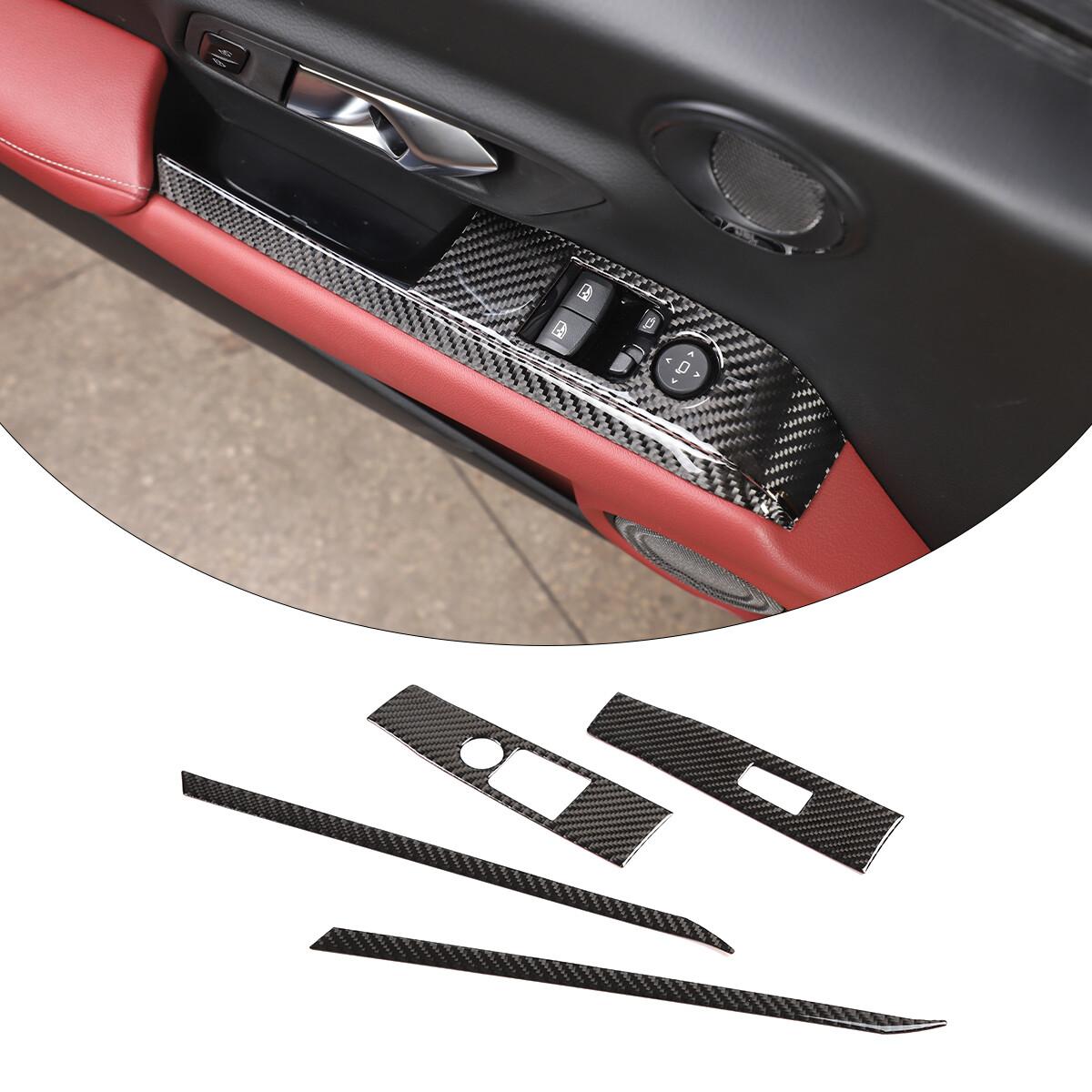 Real Carbon Fiber Window Lift Trim Switch Panel Cover For Toyota Supra 19-24