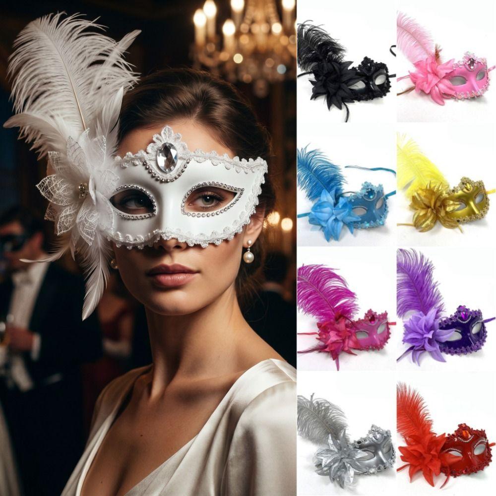 Flower Half-Face Mask Multicolor Masquerade Ball Mask Novelty Feather Mask  Costume Party