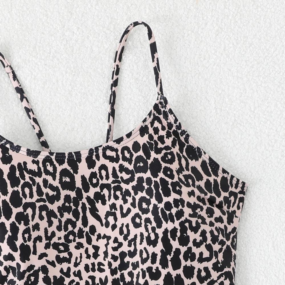 Fashion Pure Desire Leopard Print Bright Color Backless Bikini Swimsuit For Summer