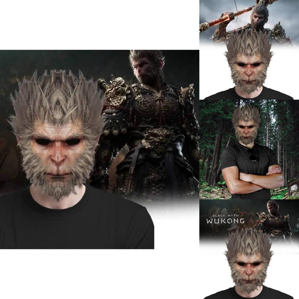Einzigartige Black Myth Wukong Maske Verspieltes Affenkopfstück für Halloween Cosplay-Events