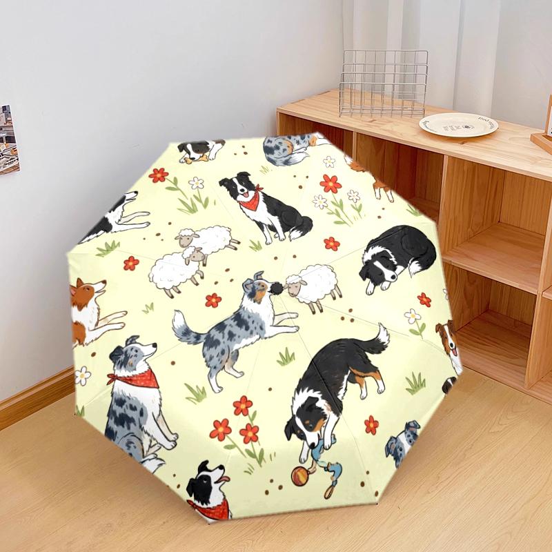 1 PC Automatic Folding Umbrella - Cute Dog Pattern, Portable & Foldable Design with 8 Ribs, Christmas Birthday Gifts