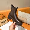 New Chelsea Short Boots Women's British Short Single Boots Round Martin Boots Heightened Thick-soled Cigarette Boots