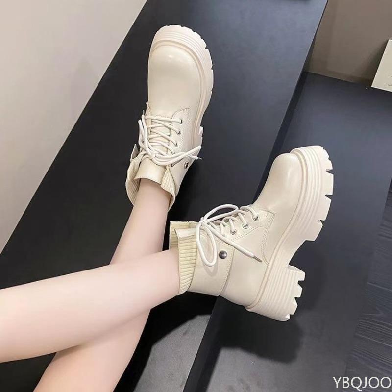 Retro fashionable versatile women's boots autumn winter new casual comfortable thick soled height increasing short boots