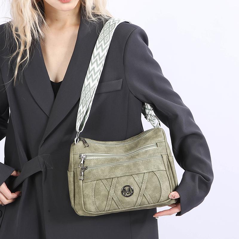 Umhängetasche Mehrfachfächer Weiches Leder Damentasche Muttertasche