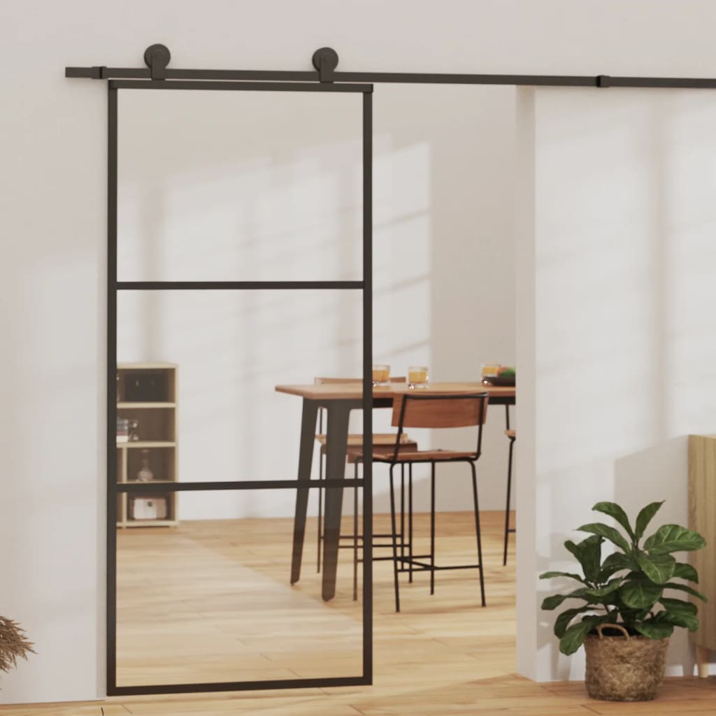 Vidaxl Schiebetür mit Zubehör, ESG-Glas und Aluminium, 90x205 cm