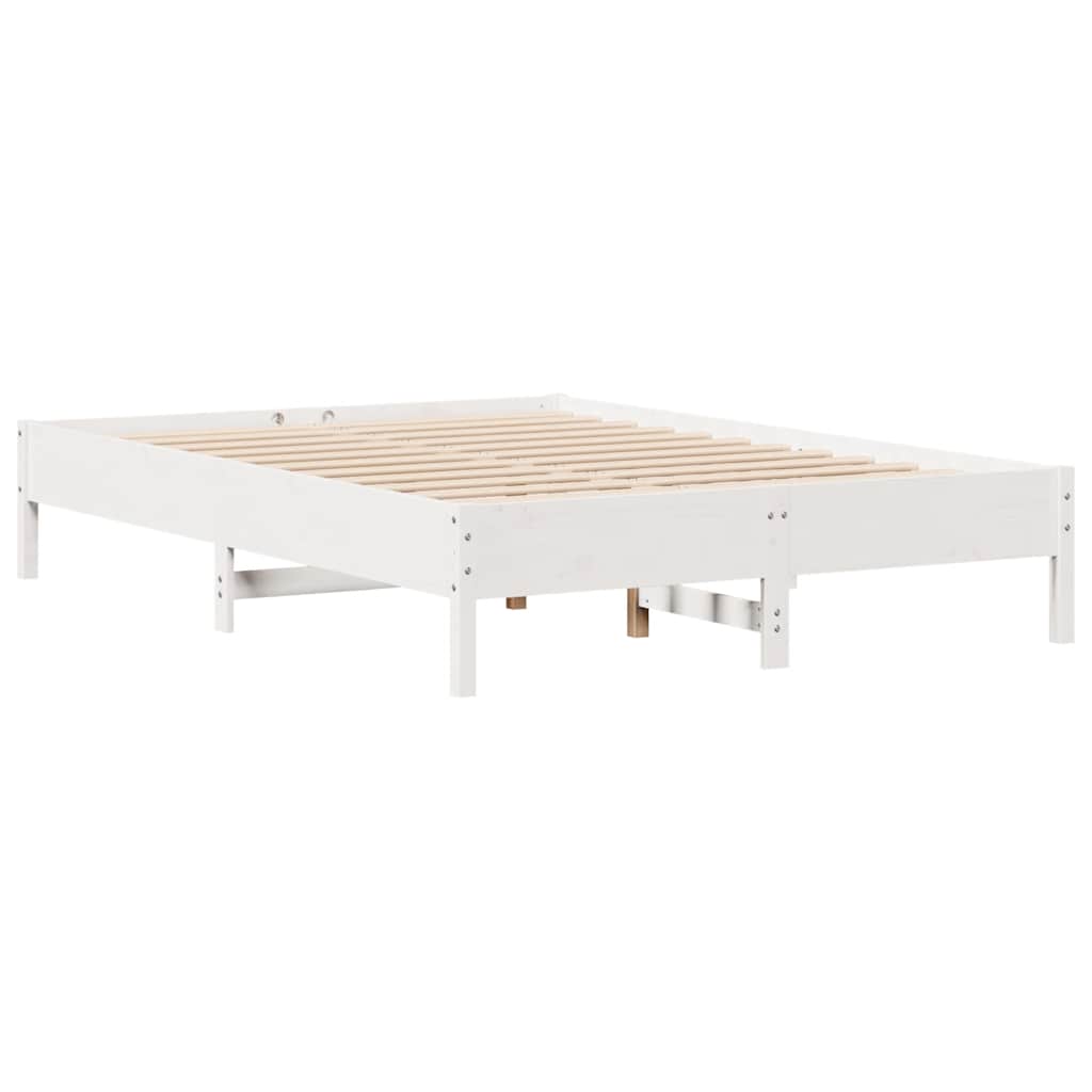 Vidaxl Bed Frame Without Mattress, White, 120X190 Cm, Solid Pine Wood