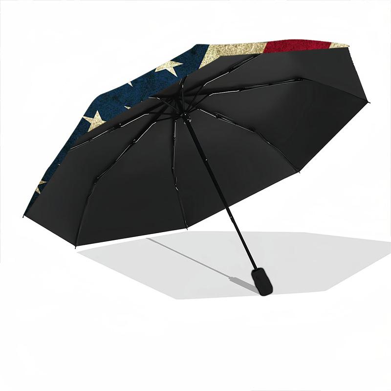 1pc flagUmbrella Portable Folding Umbrella Iron Frame Hole Bone Structure Outdoor Home Umbrella