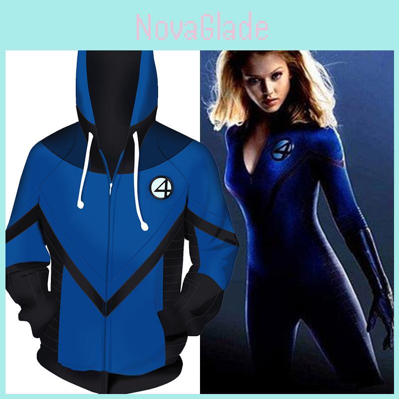 Zip Fantastic Four Hoodie Sweatshirt Sweater Unisex Cosplay Costume Coat Tops